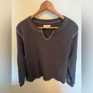 Madewell Gray Waffle Knit V-Knotched Women's Top - S